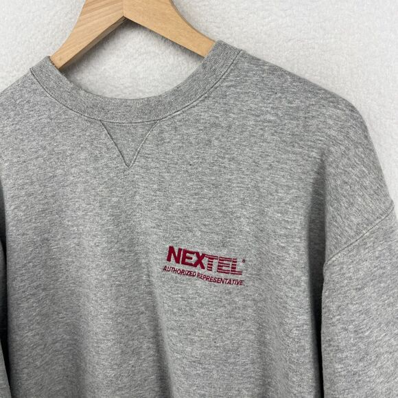 NEXTEL Sweatshirt Adult L AUTHORIZED REP Telcom VPN Tech Push To Talk Phone Gray - Picture 6 of 13